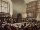 Court of Exchequer, Westminster Hall, from 'The Microcosm of London', engraved by J. C. Stadler (fl.1780-1812), pub. by R. Ackermann (1764-1834) 1808 (coloured aquatint)