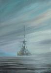 SMS Derfflinger Scapa Flow 1919, 2016,(oil / ink on canvas board)