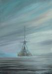 SMS Derfflinger Scapa Flow 1919, 2016,(oil / ink on canvas board)