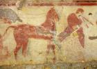 Two horses and a a musician, from the Tomb of the Giustiniani, mid 5th century BC (wall painting)