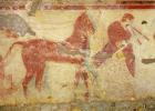 Two horses and a a musician, from the Tomb of the Giustiniani, mid 5th century BC (wall painting)