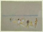 Cricket on the Goodwin Sands (chalk, w/c & bodycolour on paper)