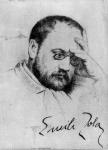 Portrait of Emile Zola (1840-1902) (pen and ink on paper) (b/w photo)