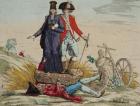 Revolutionary cartoon about 'Tithes, Taxes and Graft' (coloured engraving)