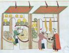 Ms.1671 Two Fruit Shops, c.1580 (gouache on paper)