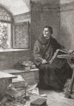 Martin Luther translating the bible at Wartburg Castle, Germany in 1521. From Pictures from the German Fatherland published c.1880.