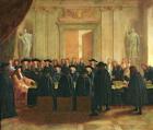 The Seal Held by Louis XIV (1638-1715) before Members of the State Council and the Court of Appeal in 1672, 1672 (oil on canvas)
