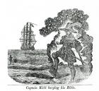 Captain Kidd Burying His Bible, illustration from 'Pirates own Book' by Charles Elms (engraving) (b/w photo)