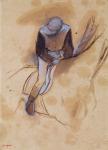 Jockey flexed forward standing in the saddle, 1860-90 (pastel & charcoal on paper)