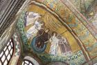Mosaic in apse of San Vitale of Christ flanked by two angels and St. Vitalis and Bishop Ecclesius, Ravenna, Ravenna Province, Italy (photo)