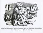 The Shoemaker Fitting a Shoe, copied from one of the Misericordia Stalls in the Choir of Rouen Cathedral, illustration from 'Science and Literature in the Middle Ages and the Renaissance', written and engraved by Paul Lacroix, 1878 (engraving) (b/w photo)