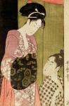 A Man Painting a Woman (woodblock print)