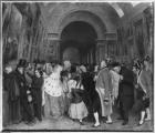 Four o'clock, known also as Closing of the annual Salon of Painting partly installed then in the Great Gallery at the Louvre, c.1847 (oil on canvas) (b/w photo)