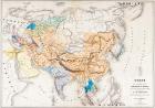 Map of Asia at the time of the greatest extent of the domination of the Mongols in the reign of Kublai Khan, from L'Histoire Universelle Ancienne et Moderne, published in Strasbourg c.1860 (coloured engraving)