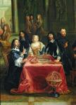 Christina of Sweden (1626-89) and her Court: detail of the Queen and Rene Descartes (1596-1650) at the Table (oil on canvas) (see 28038)