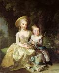 Child portraits of Marie-Therese-Charlotte of France (1778-1851), future Duchess of Angouleme, and Louis-Joseph-Xavier of France (1781-89) Premier Dauphin, 1784 (oil on canvas)