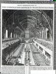 The Coronation Banquet in Westminster Hall, from a book commemorating the Coronation of King William III (1650-1702) and Queen Mary II (1662-94) by Francis Sandford (1630-94) (engraving) (b/w photo)