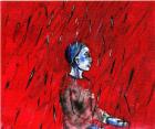 Red Night, Blue Rain, 2005, (oil on paper)