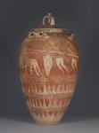 Etruscan lidded pithos with the blinding of Polyphemos, 650-25 BC (terracotta)