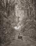 Illustration by Gustave Dore 1832-1883 French artist and illustrator for Paradise Lost by John Milton Book IX lines 434 and 435