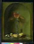 Still Life with Bread and Wine Glass (oil on panel)