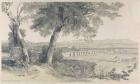 Campagna of Rome from Villa Mattei, from Views in Rome and its Environs, 1841, (litho on heavy wove paper)