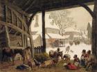A Village Snow Scene, 1819 (w/c, bodycolour, scraping out over graphite)