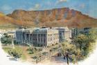 Parliament House with Table Mountain behind, Cape Town, South Africa in the 19th century.