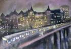 Hungerford Bridge, from the South Bank, 1995 (pastel on paper)