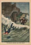 A child taken away by a wave, Saint-Malo, back cover illustration from 'Le Petit Journal', supplement illustre, 1st March 1914 (colour litho)