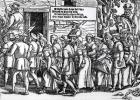 Protestants, roped together, being led to London for trial, from 'Acts and Monuments' by John Foxe (1516-87), 1563 (woodcut) (b/w photo)