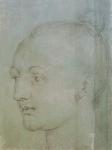Head of a Young Woman (black chalk heightened with white chalk on green paper)