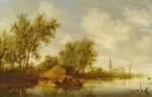 River Landscape with Church (oil on panel)