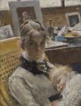 A Studio Idyll: The Artist's Wife and their Daughter Suzanne, 1885 (pastel)
