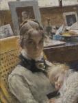 A Studio Idyll: The Artist's Wife and their Daughter Suzanne, 1885 (pastel)