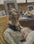 A Studio Idyll: The Artist's Wife and their Daughter Suzanne, 1885 (pastel)