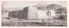 Caravanserai in El Kantara, Biskra Province, Algeria, North Africa in the mid 19th century. From L'Univers Illustre published 1866.