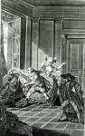 Scene from Act I of 'The Marriage of Figaro' by Pierre-Augustin Caron de Beaumarchais (1732-99) engraved by Claude Nicolas Malapeau (1755-1803) 1785 (engraving) (b/w photo)