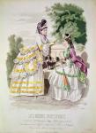 Female fashions, from 'Les Modes Parisiennes' 1870 (coloured engraving)