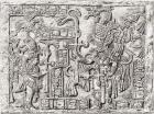 Decorative Lintel from the ancient Mayan city of Yaxchilan, Chiapas, Mexico (engraving)