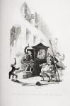 Mr. Winkle's situation when the door blew to, illustration from `The Pickwick Papers' by Charles Dickens (1812-70) published 1837 (litho)