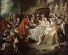 The Hunt Lunch, detail of the diners, 1737 (oil on canvas)