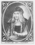 Portrait of James IV of Scotland (1473-1513) (engraving) (b/w photo)