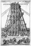 Erecting the Ancient Egyptian Obelisk in St. Peter's Square, Rome, engraved by Alessandro Specchi (engraving)