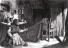Sketches from Ireland : Woman making nets in the Claddagh, Galway, illustration from 'The Illustrated London News', 1870 (engraving)