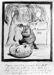 Rossetti lamenting the death of his Wombat, 1869 (pen & ink on paper)