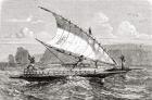 New Caledonian double canoe, from 'El Mundo en la Mano', published 1878 (litho)