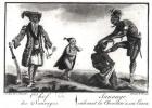 The Chief of the Savages Dressed as a European, a Child and a Savage Scalping his Enemy, from 'Tableau Cosmographique de l'Amerique', 1787 (engraving) (b/w photo)