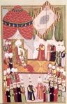 The Coronation of Sultan Selim I (1466-1520) from the 'Hunername' by Lokman (gouache on paper)