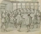 A guild meeting, second half 17th century (pen & ink with grey wash on paper)
